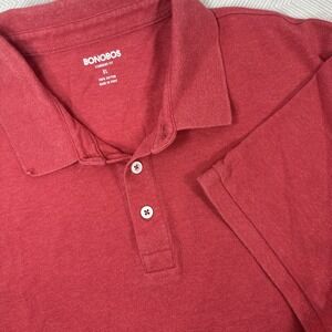 Bonobos Polo Shirt Mens XL Red Knit Short Sleeve 100%‎ Cotton Casual Top